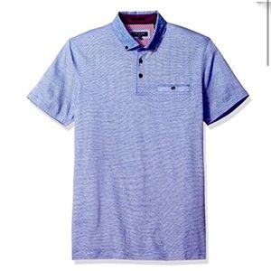 7 Ted Baker Men’s polo buttons blue designer shirt short sleeve top